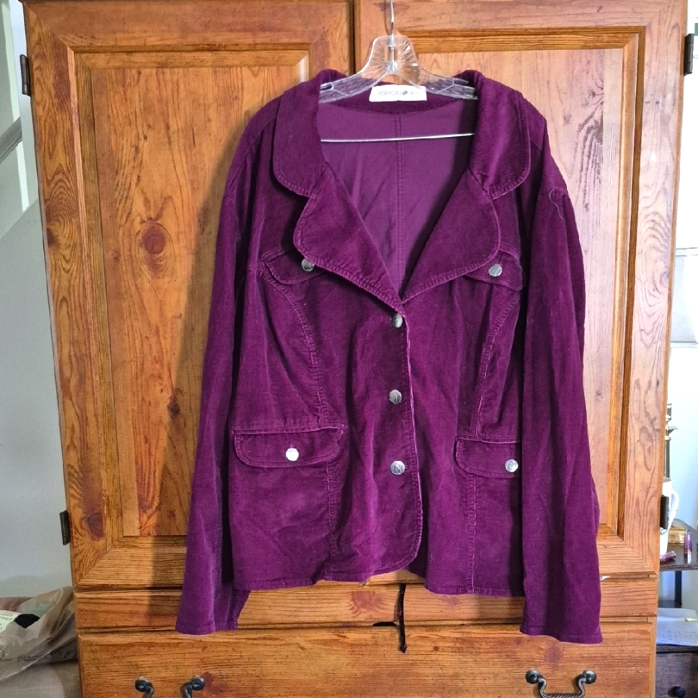 Fashion Bug Plus Size Purple Corduroy Blazer 32W